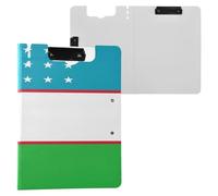 Clipboard with Folder Flag of Uzbekistan A4 Clipboard Folio Double Clips Pen Holder School Clip Board with Hard Cover