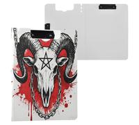 Clipboard with Folder Gothic-Style Sheep Skull White A4 Clipboard Folio Binder Double Metal Clips Pen Holder Nursing Clip Board with Cover