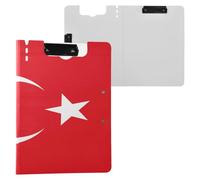 Clipboard with Folder National Flag of Turkey A4 Clipboard Folio Double Clips Pen Holder School Clip Board with Hard Cover