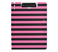 Clipboard with Folder Peach Black Horizontal Strips Neon A4 Clipboard Padfolio Double Clips Pen Holder Office Clip Board with Cover