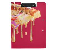 Clipboard with Folder Pizza Drip Style A4 Clipboard Folio Double Metal Clips Pen Holder Nursing Clip Board with Cover