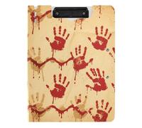Clipboard with Folder Scary Bloody Hands Wall A4 Clipboard Folio Double Metal Clips Pen Holder Office Clip Board with Hard Cover