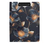 Clipboard with Folder Wasteland Punk Petunia Flower Rose Gold A4 Clipboard Binderfolio Double Metal Clips Pen Holder Nursing Clip Board with Hard Cover