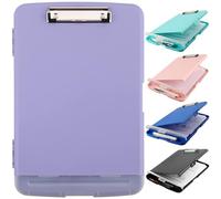 Clipboard with Storage, A4 Binder Nursing Clipboards with Pen Holder, Heavy Duty Storage Clipboard with Low Profile Clip, Clipboard Folder Side-Opening, Smooth Writing Clip Board (Light Purple)