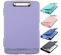 Clipboard with Storage, A4 Binder Nursing Clipboards with Pen Holder, Heavy Duty Storage Clipboard with Low Profile Clip, Clipboard Folder Side-Opening, Smooth Writing Clip Board (Light Purple)