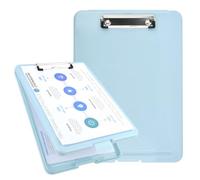 Clipboard with Storage A4 Clipboards Storage Box with Compartment, A4 Clip Work Board Folder Clip-Boards with Box and Pen Holders,Clip Folder Boards Strong Clipboards with Cover, Great for Work (Blue)