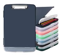 Clipboard with Storage for Office Supplies,Storage Clipboard with Pen Holder,Nursing Clipboards with Low Profile Clip,Clip Boards 8.5x11 with Storage for Nurse,Teacher Must Haves Clipboards-Navy Blue