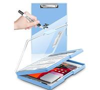 Clipboard with Storage,Heavy Duty Clip Boards 8.5x11 with 2 Storage Case,Clear Visible Top Panel Storage Clipboards,Side Opening Clip Boards,Nursing Clipboard Folder Case for Office Supplies-Aqua Blue