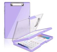 Clipboard with Storage,Heavy Duty Clip Boards 8.5x11 with 2 Storage Case,Clear Visible Top Panel Storage Clipboards,Side Opening Clip Boards,Nursing Clipboard Folder Case for Office Supplies-Purple
