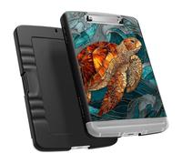 Clipboard with Storage, High Capacity Nursing Clipboards with Pen Holder, Heavy Duty Clipboards with Low Profile Clip, Clipboard Folder Side Opening, Stained Glass Sea Turtle