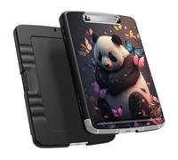 Clipboard with Storage, High Capacity Nursing Clipboards with Pen Holder, Heavy Duty Clipboards with Low Profile Clip, Clipboard Folder Side Opening, Cute Panda Butterfly