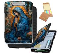 Clipboard with Storage, Large Capacity Side-Opening Nursing Plastic Storage Clipboard with Pen Holder, Low Profile Clip, Teacher Must Haves, Nursing & Office Supplies,Stained Glass Style Our Lady