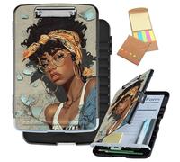 Clipboard with Storage, Large Capacity Side-Opening Nursing Plastic Storage Clipboard with Pen Holder, Low Profile Clip, Teacher Must Haves, Nursing & Office Supplies,African American Girl