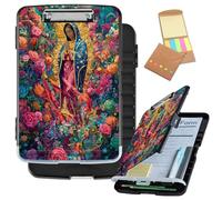 Clipboard with Storage, Large Capacity Side-Opening Nursing Plastic Storage Clipboard with Pen Holder, Low Profile Clip, Teacher Must Haves, Nursing & Office Supplies,Colorful Flower Our Lady