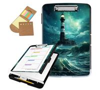 Clipboard with Storage, Plastic Storage Clipboard with Pencil Holder, 200 Sheets Capacity Storage Clipboard with Low Profile Clip for Nurses, Teachers, Office Supplies, Lighthouse