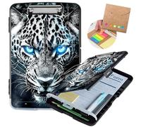Clipboard with Storage,Storage Clipboard with Pen Holder,Heavy Duty Plastic Storage Clipboard with Low Profile Clip,Teacher Must Haves,Office Supplies,Clipboard Folder,Gray Animal Tiger -169