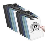 Clipboards - A4 - Plastic - 12 Pack, Offshifter Writing Clip Boards with Heavy Duty Clips, Sturdy and Durable, Multi-Pack of Clipboards to Enhance The Writing Experience