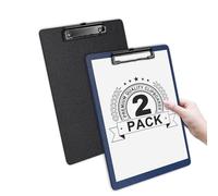 Clipboards - A4 - Plastic - 2 Pack, Offshifter Writing Clipboard with Heavy Duty Clips, Sturdy and Portable, Multi-Pack of Clipboards to Enhance The Writing Experience (Black and Navy Blue)
