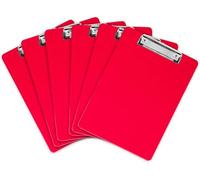 Clipboards A4 Writing Clip Boards Personal Organiser for School, Office, Work Heavy Duty Clips and Rubber Grips 6/12 Packs Red, Blue, Black or Mixed Colours (Red, 6 Pack)