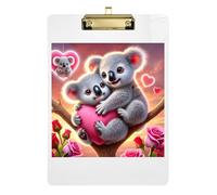 Clipboards Acrylics Cute Sloth Valentines Fashion Clipboard Cute Decorative Letter Size Clipboard for Students, Women, Man, Low Profile Gold Clip