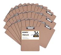 Clipboards Bulk, EZZGOL 36 Pack Letter Size Wood Clipboards, Low Profile Clip, Recycled Hardboard Clipboard with Hang for School Classroom Home