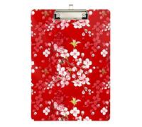 Clipboards Cherry Blossoms Red Fashion Clipboard for Classrooms, Restaurants, School Letter Size Clipboards Low Profile Gold Clip Retractable Hanging Tab
