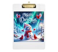 Clipboards Christmas Cute Snowman Birds Writing Clipboard Paperboard Chic Design Clipboard for Women Men Teachers Nurses, Low Profile Gold Clip Retractable Hanging Tab 12.5 x 9 Inches