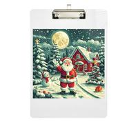 Clipboards Christmas Santa Claus Snowman Decorative Clipboard Cute Decorative Letter Size Clipboard for Nurses Teachers Coaches, Low Profile Gold Clip Retractable Hanging Tab 12.5 x 9 Inches
