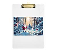 Clipboards Christmas Santa Claus Snowman Writing Clipboard for Students, Women, Man Letter Size Clipboard Low Profile Gold Clip Retractable Hanging Tab 12.5 x 9 Inches