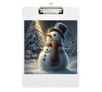 Clipboards Christmas Snowman Winter Fashion Clipboard for Teachers, Students, Nurses A4 Standard Size Clipboard Hardboard Low Profile Gold Clip Retractable Hanging Tab 12.5 x 9 Inches
