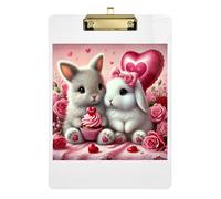 Clipboards Cute Bunny Valentine Cupcake Writing Clipboard Letter Size Clipboards for Nurses, Lawyers, Doctor Offices, Low Profile Gold Clip Retractable Hanging Tab 12.5 x 9 Inches