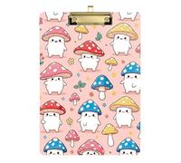Clipboards Cute Cartoon Mushrooms Cute Clip Board Standard A4 Letter Size Clipboards for Teacher Student Lawyer Nurse, Low Profile Gold Clip Retractable Hanging Tab