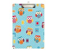 Clipboards Cute Cartoon Owls Blue Cute Clip Board Letter Size Clipboards for Teachers, Students, Nurses, Low Profile Gold Clip Retractable Hanging Tab