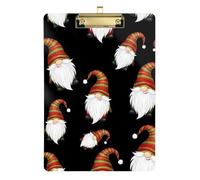 Clipboards Cute Christmas Gnomes Black Writing Clipboard A4 Standard Size Clipboards Hardboard for Teacher Student Lawyer Nurse, Low Profile Gold Clip Retractable Hanging Tab