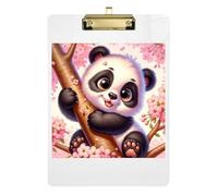 Clipboards Cute Panda Bear Pink Writing Board for Teachers, Students, Nurses A4 Standard Size Clipboard Hardboard Low Profile Gold Clip Retractable Hanging Tab 12.5 x 9 Inches