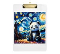 Clipboards Cute Panda Starry Night Decorative Clipboard Wordpad Clipboards Standard Size for Women Men Teachers Nurses, Low Profile Gold Clip Retractable Hanging Tab 12.5 x 9 Inches