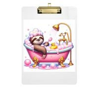 Clipboards Cute Sloth Bathtub Duck Decorative Clipboard A4 Standard Size Clip Board for Classrooms, Restaurants, School, Low Profile Gold Clip Retractable Hanging Tab 12.5 x 9 Inches