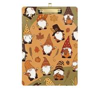 Clipboards Cute Thanksgiving Gnomes Brown Cute Clip Board A4 Standard Size Clip Boards for Women Men Teachers Nurses, Low Profile Gold Clip Retractable Hanging Tab