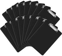 Clipboards, HERKKA 15 Pack Plastic Office Clipboards, Black Color Plastic Clipboards, Low Profile Clip Standard A4 Letter Size, Size 12.5 x 9 Inch