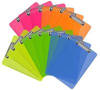Clipboards, HERKKA 15 Pack Upgrade Plastic Clipboards Low Profile Clip Standard A4 Letter Size, Assorted Transparent Color, for Classroom and Office Use