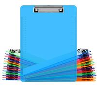 Clipboards, HERKKA 25 Pack Plastic Office Clipboards, Assorted Transparent Color Plastic Clipboards, Low Profile Clip Standard A4 Letter Size