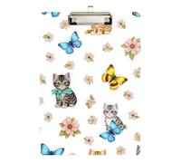 Clipboards Playful Kittens Cute Clipboard for Students, Women, Man A4 Standard Size Clip Boards Low Profile Gold Clip Retractable Hanging Tab