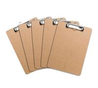 Clipboards (Set of 5) by Office Solutions Direct! ECO Friendly Masonite Clipboard Pack, Low Profile Clip Standard A4 Letter Size, Classroom Supplies