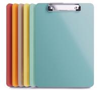 Clipboards - Set of 6 Plastic Clip Boards 8.5x11 Bulk | Colored Acrylic Clipboards for Classroom, Boho Classroom Decor, Teacher Supplies | Cute Clip Board for Kids, Office, Coaching, Medical, School