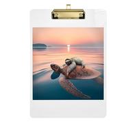 Clipboards Sloth and Sea Turtle Writing Clipboard for Classrooms, Restaurants, School Cute Decorative Letter Size Clipboard Low Profile Gold Clip Retractable Hanging Tab 12.5 x 9 Inches