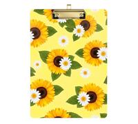 Clipboards Sunflowers Daisies Yellow Writing Clipboard for Classrooms, Restaurants, School Standard A4 Letter Size Clipboards Low Profile Gold Clip Retractable Hanging Tab