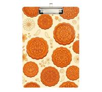 Clipboards Traditional Chinese Mooncakes Printed Writing Clipboard for Teachers, Students, Nurses Wordpad Clipboards Standard Size Low Profile Gold Clip Retractable Hanging Tab