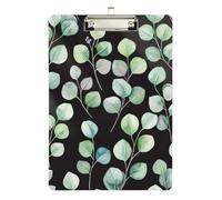 Clipboards Watercolor Eucalyptus Leaves Cute Clipboard for Nurses, Lawyers, Doctor Offices Letter Size Clipboards Low Profile Gold Clip Retractable Hanging Tab
