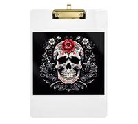 Clipboards White Skull Dark Portable Clipboard for Nurses Teachers Coaches Wordpad Clipboards Standard Size Low Profile Gold Clip Retractable Hanging Tab 12.5 x 9 Inches