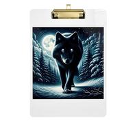 Clipboards Winter Wolf Forest Dark Decorative Clipboard Travel Clipboard for Nurses Teachers Coaches, Low Profile Gold Clip Retractable Hanging Tab 12.5 x 9 Inches